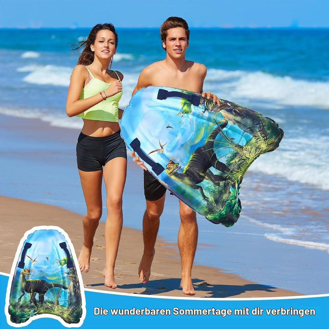 Aufblasbares Bodyboard, Shyllin Bodyboard mit Griffen, Surfbrett Aufblasbar, Mini Luftmatratze, Schw