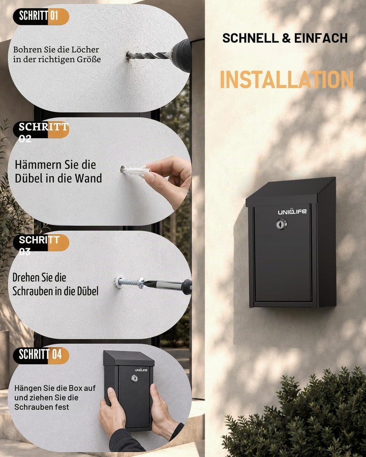 Uniclife Briefkasten Schlüsselkasten für den Aussenbereich, Metall Spendensammelbox mit Schlüsselsch