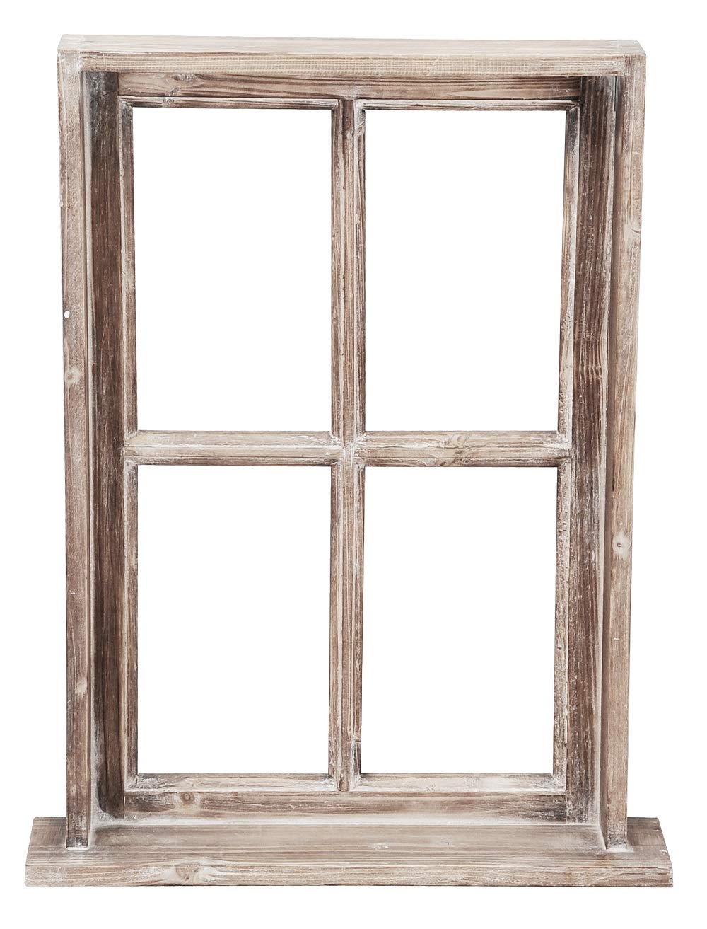 Posiwio Deko-Fenster Fensterrahmen mit Rahmen und Ablagebrett Holz im Landhausstil braun Shabby