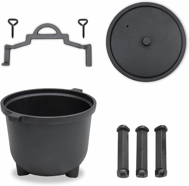 Gusseiserner Kochtopf, Jagd-Topf, Bräter für Lagerfeuer und Grill 8L 10L (10L), 10L