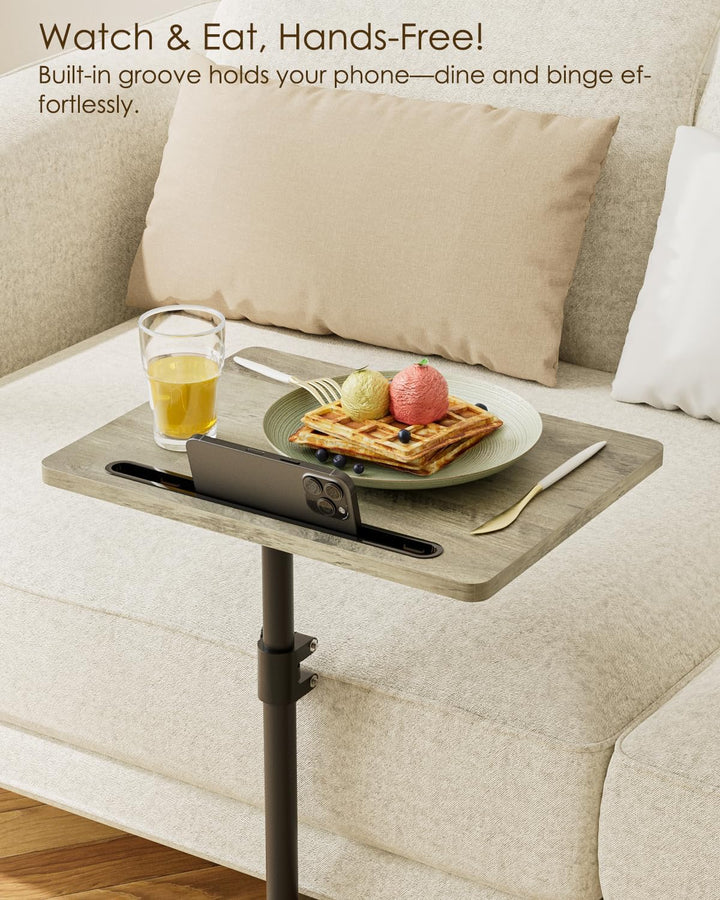 HEYZOEY Beistelltisch, C-Form Höhenverstellbar Sofatisch, 360°Rotierend Couchtisch Klein,40x30x(45-8