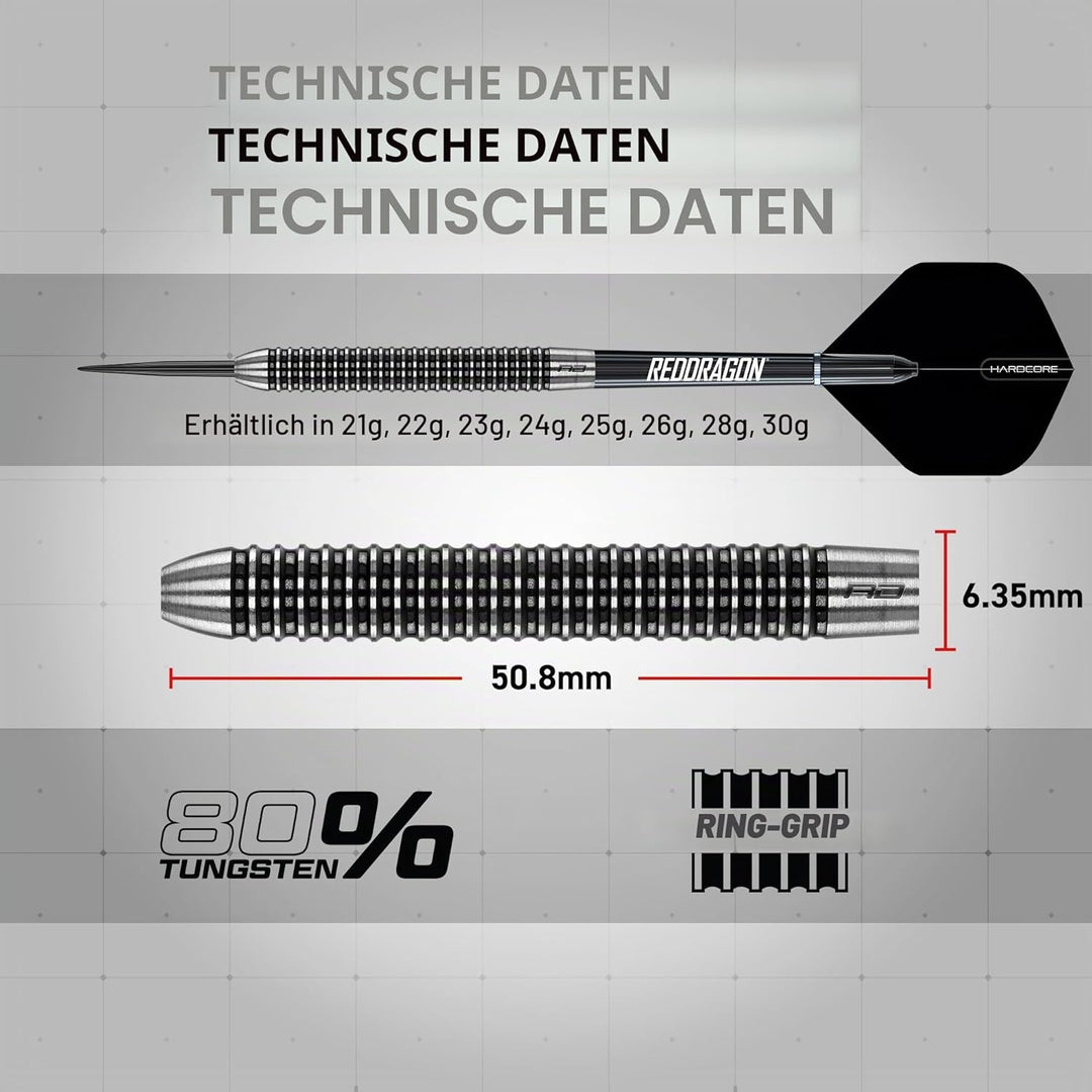 RED DRAGON Darts - Pegasus Profi 80% Tungsten Darts Set | Erhältlich mit Dartpfeile Metallspitze 21g