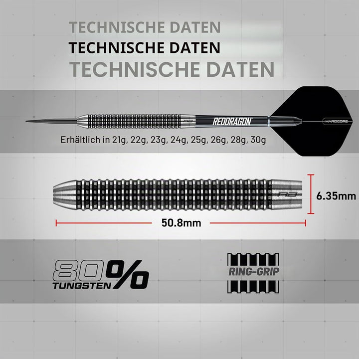 RED DRAGON Darts - Pegasus Profi 80% Tungsten Darts Set | Erhältlich mit Dartpfeile Metallspitze 21g