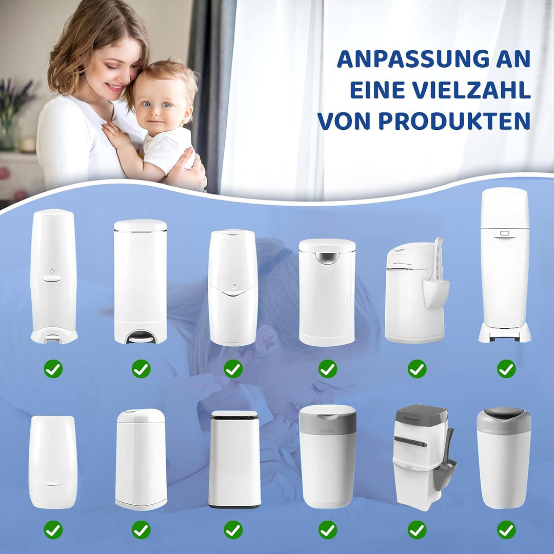 6 Stück ORIGINAL Windeleimer Nachfüllkassetten, Neu eingeführtes EVOH-Material mit hoher Barriere, V