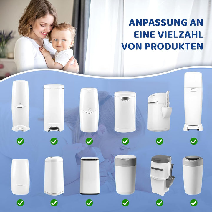 6 Stück ORIGINAL Windeleimer Nachfüllkassetten, Neu eingeführtes EVOH-Material mit hoher Barriere, V