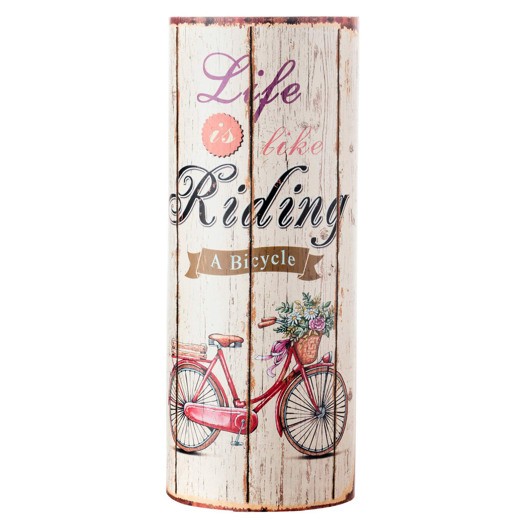 Rebecca Mobili Regenschirm Schirmhalter Leinwand beige rund Life is Riding Retro Flur (Cod. RE4760)
