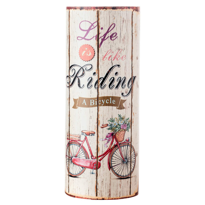 Rebecca Mobili Regenschirm Schirmhalter Leinwand beige rund Life is Riding Retro Flur (Cod. RE4760)