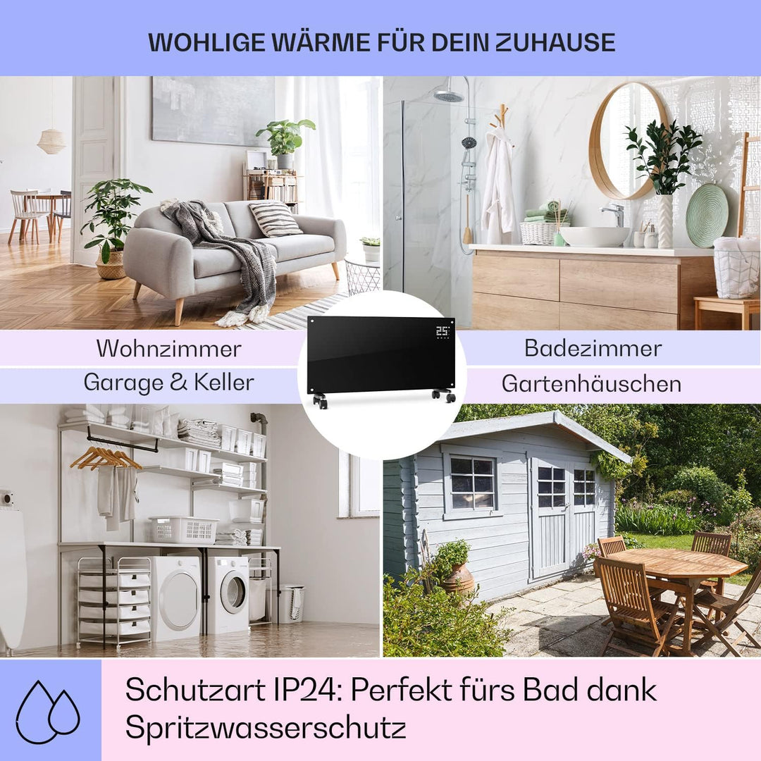 Klarstein Elektroheizung, Konvektor-Heizung mit Bodenrollen, Mobile Elektroheizung Energiesparend, S