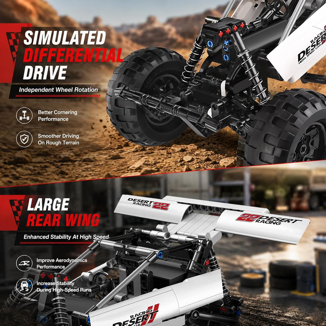 Mould King 18001 Technologie Offroad Rennwagen, 394 Stück Mit 3 Motoren, Modellbaustein Der Mechanis