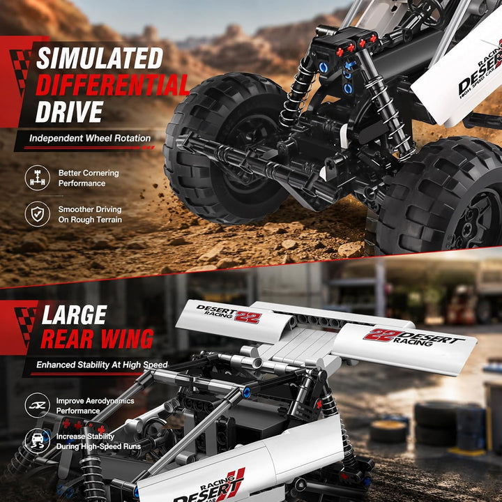 Mould King 18001 Technologie Offroad Rennwagen, 394 Stück Mit 3 Motoren, Modellbaustein Der Mechanis
