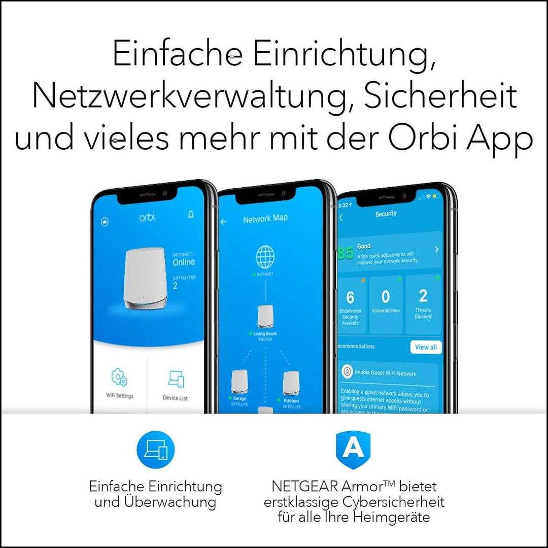 NETGEAR Orbi NBK752 5G LTE WiFi 6 WLAN Mesh System (5G Funknetz Homespot Set bis 350 m² Abdeckung un