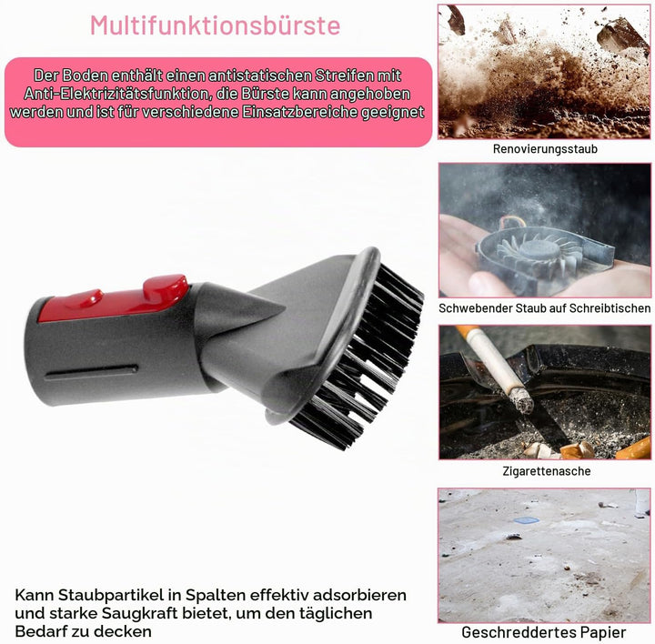 3 Stück Rückstandsloser Staubpinsel Staubsauger Zubehör Set, Kratzfreie Staubbürste für Dyson Schlau