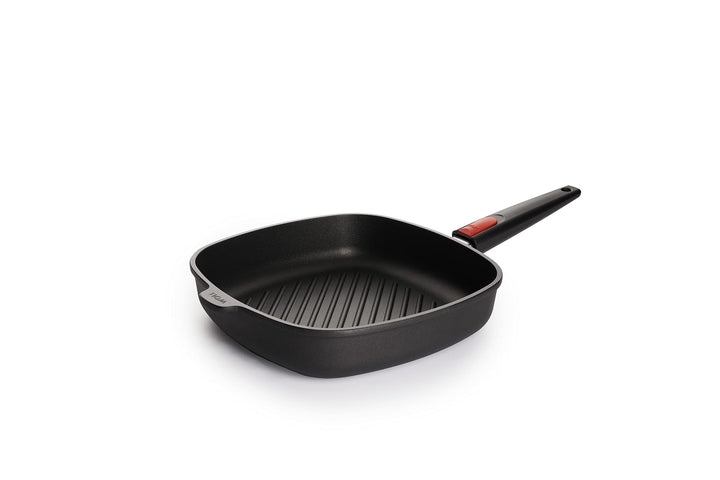 Woll – Nowo Titanium Grillpfanne 28x28 cm viereckig mit Rillen & abnehmbarem Stiel – Aluminiumguss A
