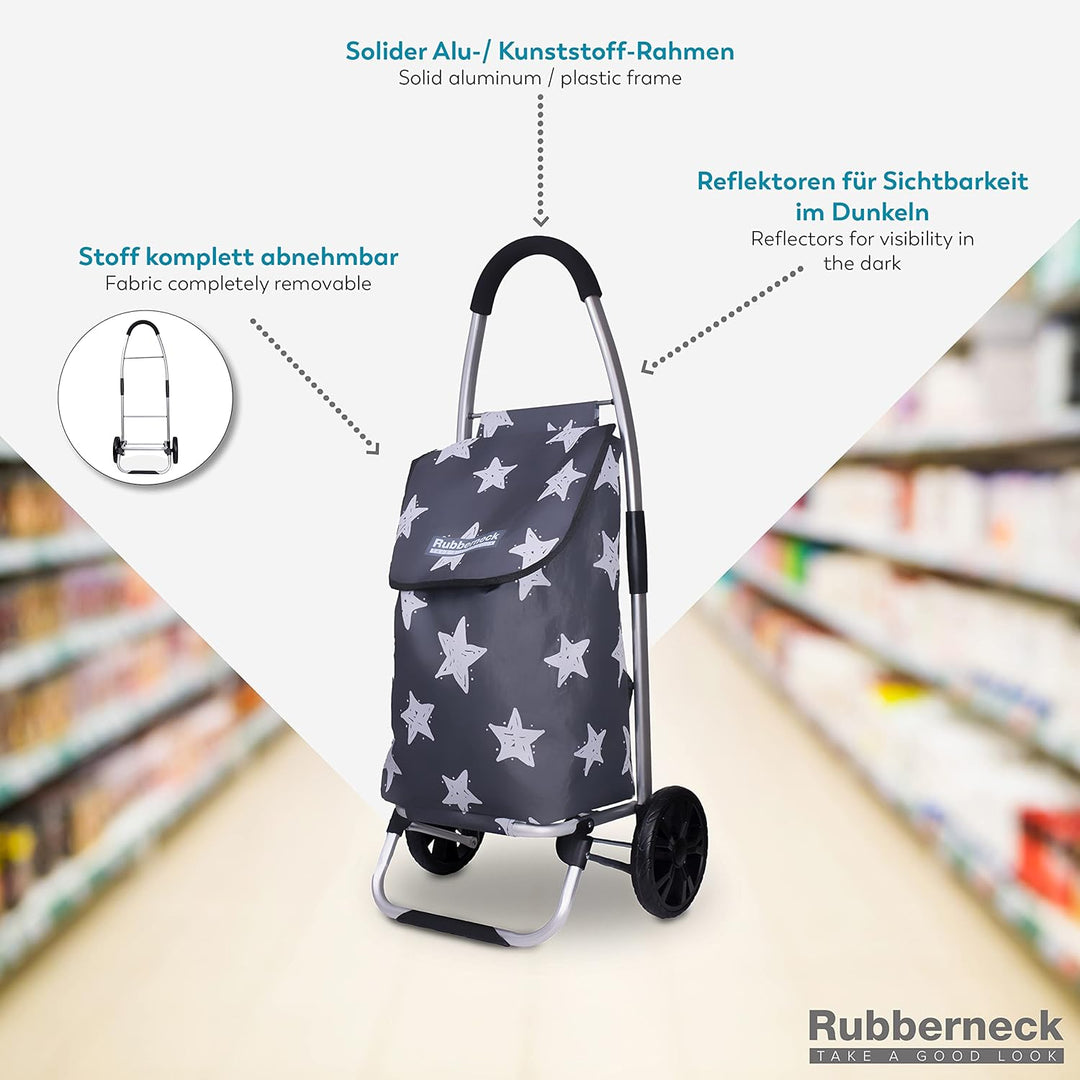 Rubberneck Einkaufstrolley - Klappbarer & Leichter Einkaufswagen - Grosse