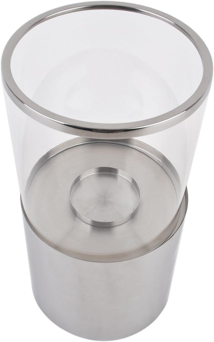 Windlicht Les Grandes Edelstahl 40x17x17cm Silber Design Luxus Dekoration