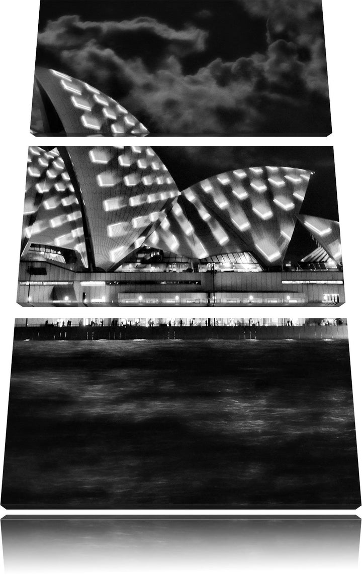 Pixxprint Sydney Opera House bei Nacht als Leinwandbild/Grösse: 3 Teilig (120x80) cm/Wandbild/Kunstd