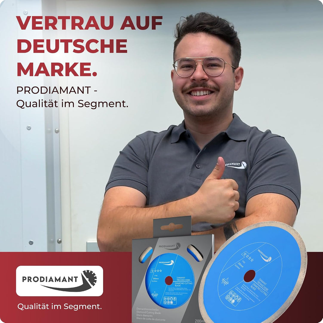 PRODIAMANT Profi Diamant-Trennscheibe PRORIM 200 mm x 22,23 mm kein ausbrechen bei glasierten Fliese