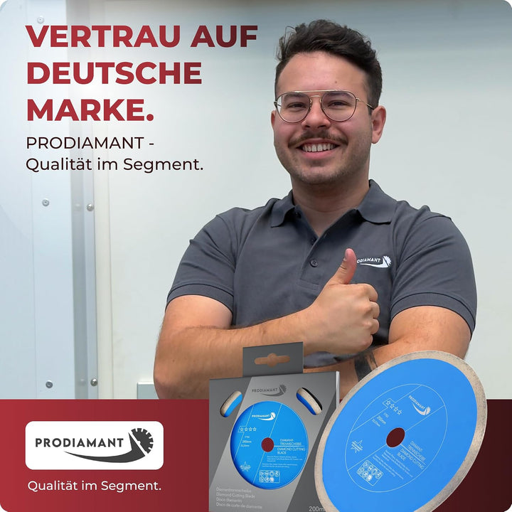 PRODIAMANT Profi Diamant-Trennscheibe PRORIM 200 mm x 22,23 mm kein ausbrechen bei glasierten Fliese