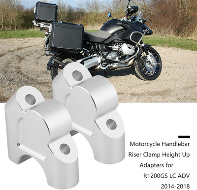 Lenker-Riser-Klemme CNC-Aluminium-Motorrad-Höhenadapter für R1200GS LC ADV 2014-2018(Silber), Silber