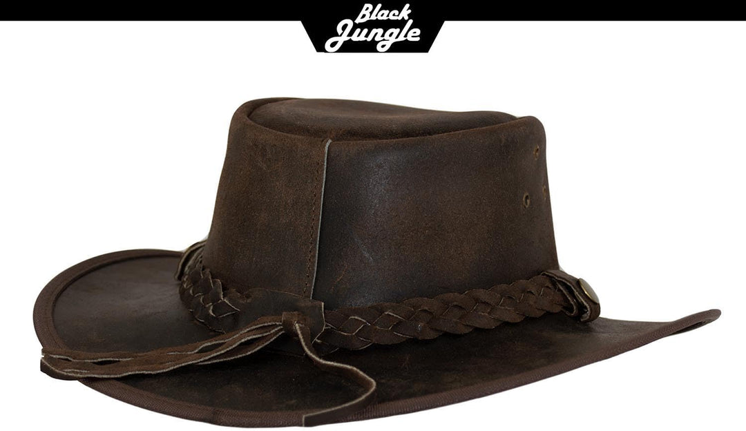 Black Jungle Bulat Lederhut, Westernhut, Australienhut, Cowboyhut S Braun, S Braun