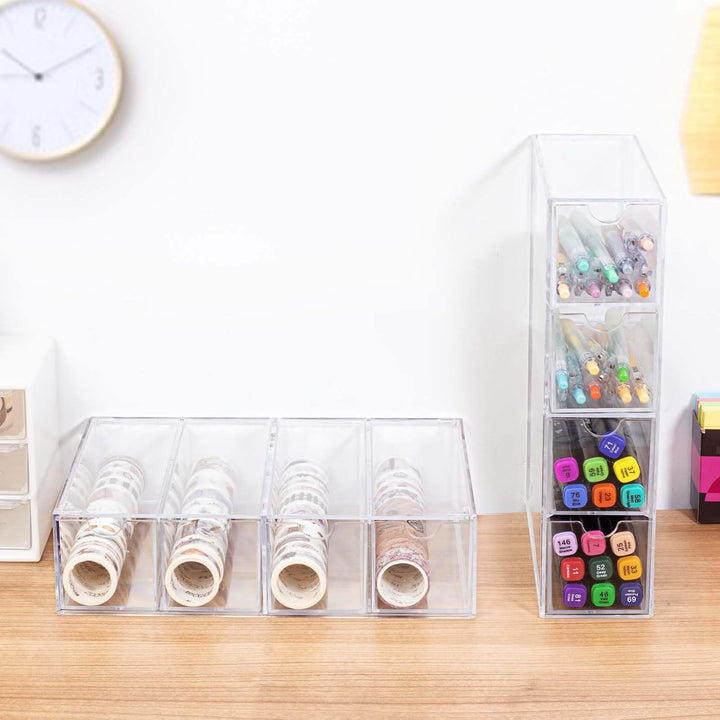 Vowcarol Washi-Tape-Organizer - Transparent Kunststoff - 4 Schubladen - 17,78 x 5,72 x 22,86 cm - Fü