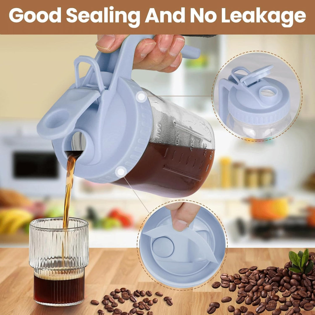 Cold Brew Kaffeebereiter, 1.8L Cold Brew Coffee Maker, Deckel mit Griff und Edelstahlfilter, Kaffeeb
