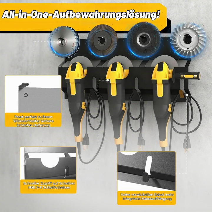 2-in-1 Winkelschleifer Halterung,Tragfähigkeit 66LB,3 Fächern,Winkelschleifer Halter Wandhalterung f