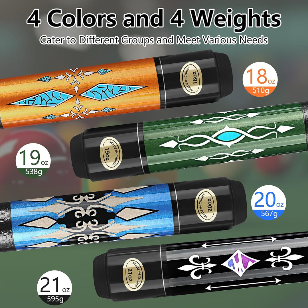 Billard Queue 18 19 20 21 oz, 58" Pool Queue Sticks 13mm Spitzen für Professionelle Billardspieler,