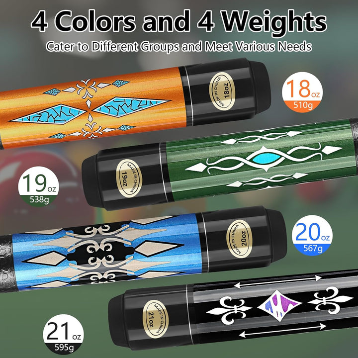 Billard Queue 18 19 20 21 oz, 58" Pool Queue Sticks 13mm Spitzen für Professionelle Billardspieler,