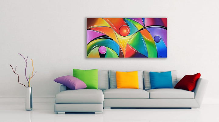 Monica Mirafiori I 100% HANDGEMALT I Gemälde Buntglas 100x50cm | Gemälde Handgemalt | Acrylgemälde |