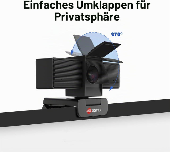 JOYUSING Flip600S 4K PC-Webcam - Ultra 4K HD, PDAF Autofokus, Mikrofone mit Geräuschunterdrückung, F