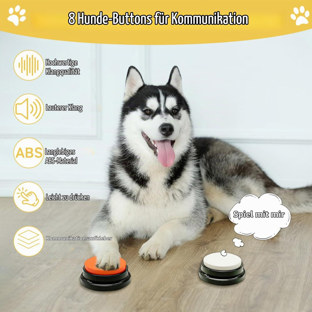 BUYVIKAY Satz von 8 Farben Hundeknöpfe,Hunde Button,Haustierknöpfe für die Kommunikation, beschreibb