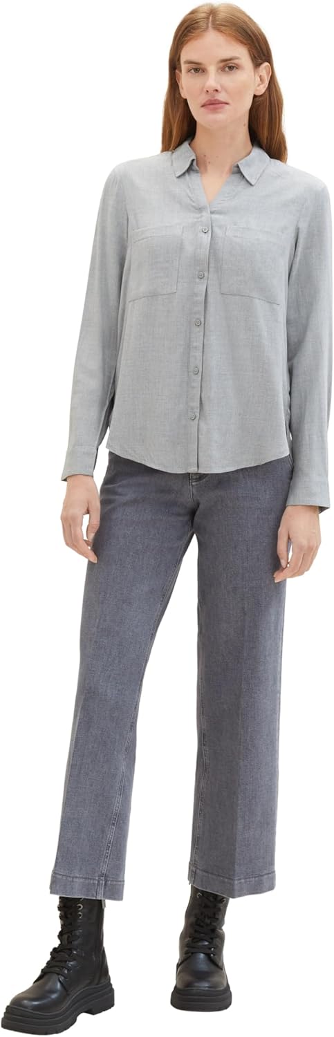 TOM TAILOR Damen High Waist Culotte Jeans mit weitem Bein 31W / 30L 10210 - Grey Denim, 31W / 30L 10