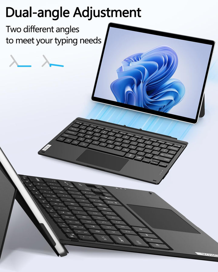 ORDA Surface Pro 7 Tastatur, Kompatibel mit Surface Pro 7+/7/6/5/4 mit Multi-Geste-Trackpad, 12.3 Zo