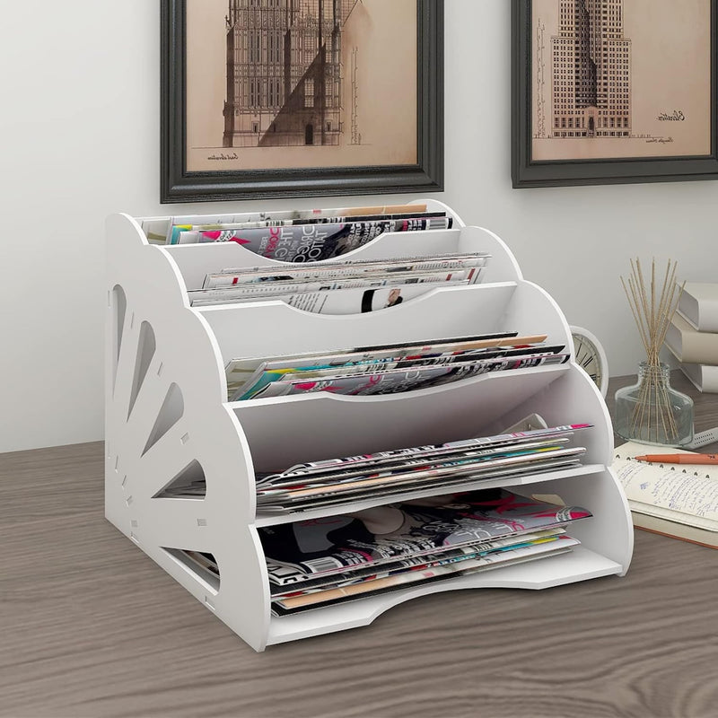 PUNCIA Dokumentenablage A4 Briefablage 5 Ablagefächer PVC Schreibtisch Datei Organizer Papierablage