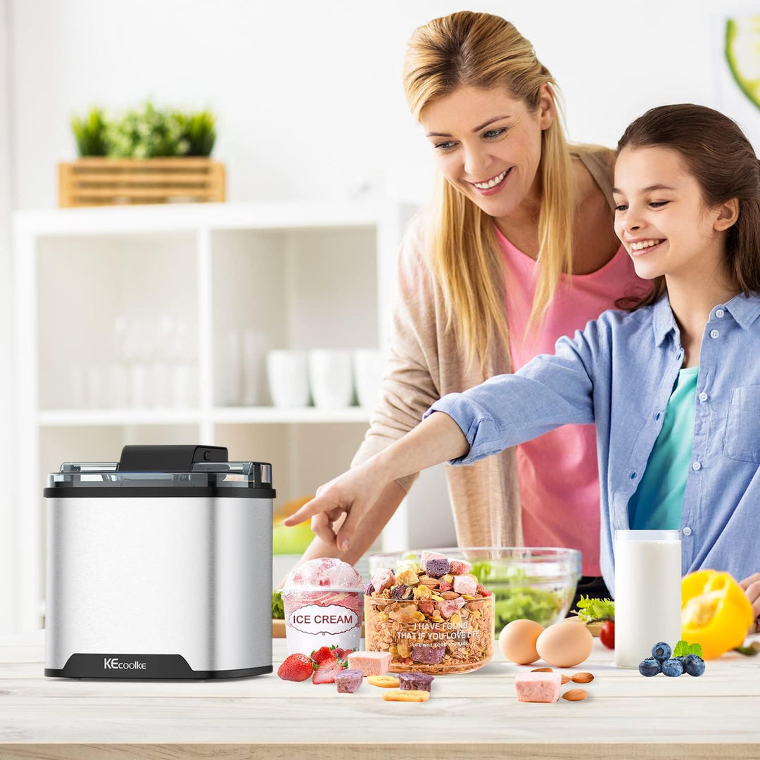 Speiseeisbereiter, Eismaschine, Elektrische Eismaschine Soft Serve Homemade KECOOLKE 2 Quart Frozen