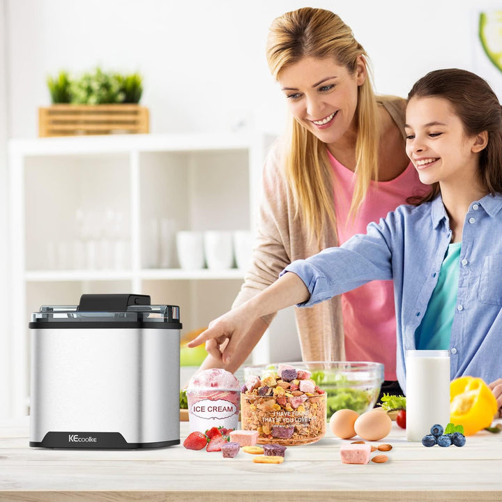 Speiseeisbereiter, Eismaschine, Elektrische Eismaschine Soft Serve Homemade KECOOLKE 2 Quart Frozen