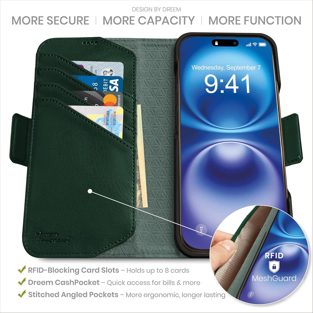 Dreem Fibonacci iPhone 15 Pro Max Brieftaschen-Etui / 2-in-1 stossfestes Etui und abnehmbares Folio