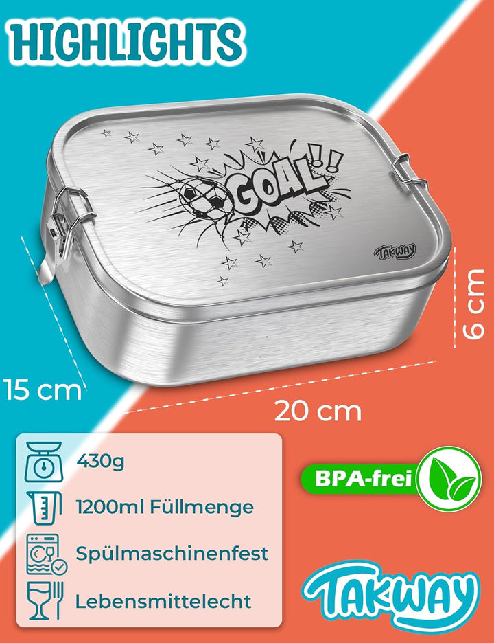 Edelstahl Brotdose mit Fächern 1200ml – Auslaufsichere Lunchbox mit Unterteilung für Kinder & Erwach
