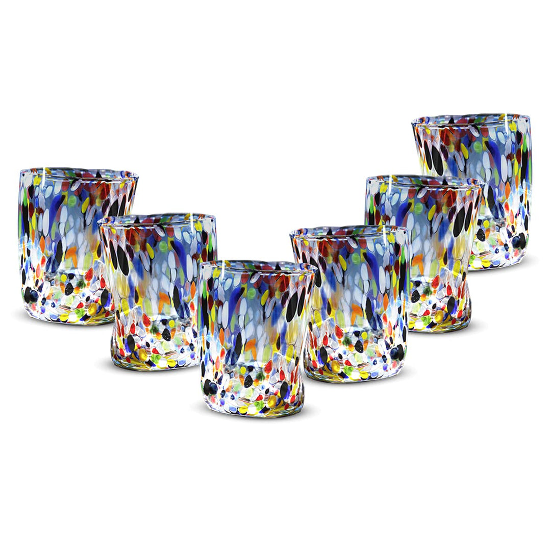 Gocce di Murano 6 Wassergläser, hergestellt nach der Tradition der Murano-Handwerker, mundgeblasenes