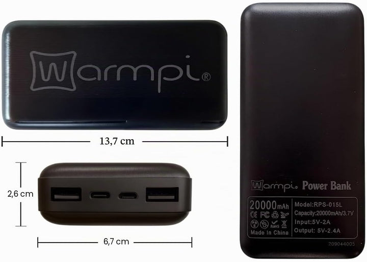 Outdoor-Heizmatte Kabellos inkl. 20.000mAh Powerbank - Elektrische Sitzheizung &amp; Rückenwärmer für Ga