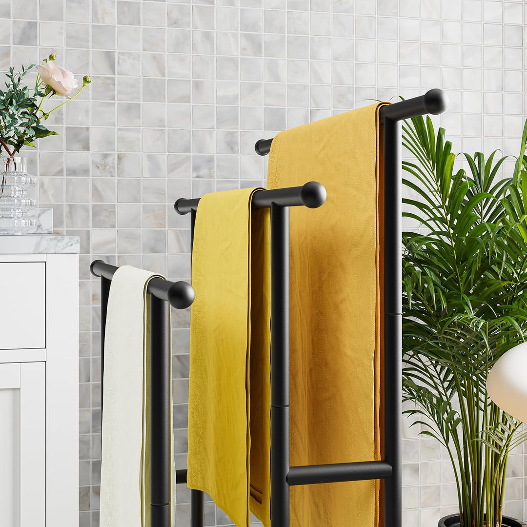 Handtuchhalter, Handtuchständer, Handtuchleiter stehend mit 3 Handtuchstangen, für Badetücher, Decke