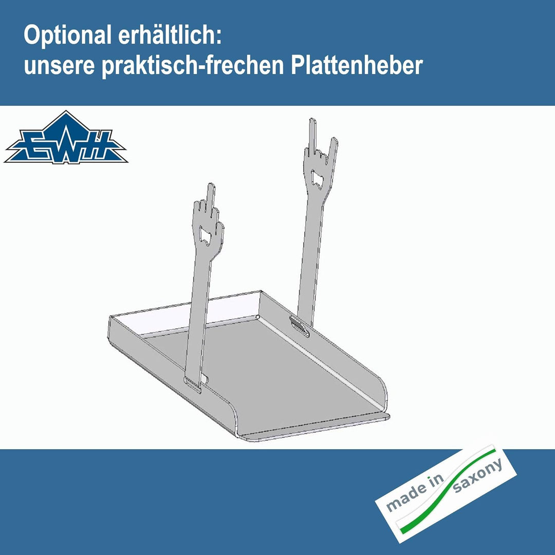 EWH Premium BBQ Grillplatte Plancha aus 4 mm Edelstahl 1.4301 Grösse: Thüros T4 39 x 30 cm mit optio