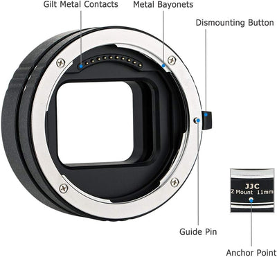 JJC AF Autofokus Zwischenringe mit TTL-Belichtung 11MM 16MM für Nikon Z Mount Z30 Z50 Z7 Z6 Kameras