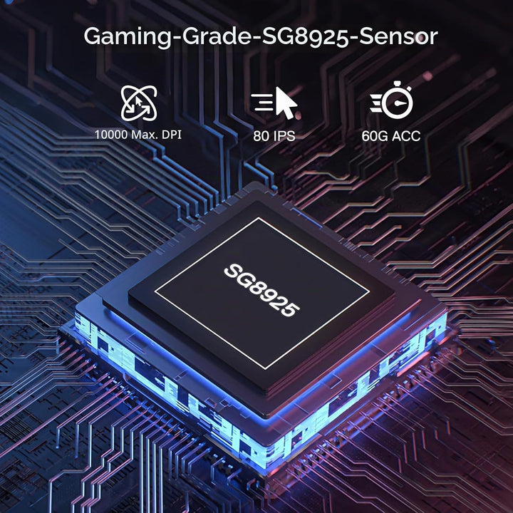 Redragon M656 MAX 3-Modi Gaming Maus, 10000 DPI wiederaufladbare Gaming Maus mit 5 DPI-Stufen, 7 Mak