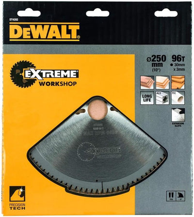 DeWalt Stationärkreissägeblatt / Kreissägeblatt Extreme (250/30mm 96TFZ, extra feines Finish (Furnie