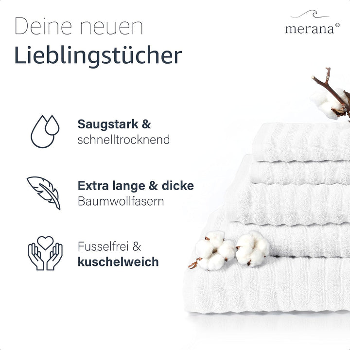Merana Oslo Handtücher 50x100 cm - 2X Luxus Handtuch - Schnelltrocknendes Handtuch aus 100% feinster