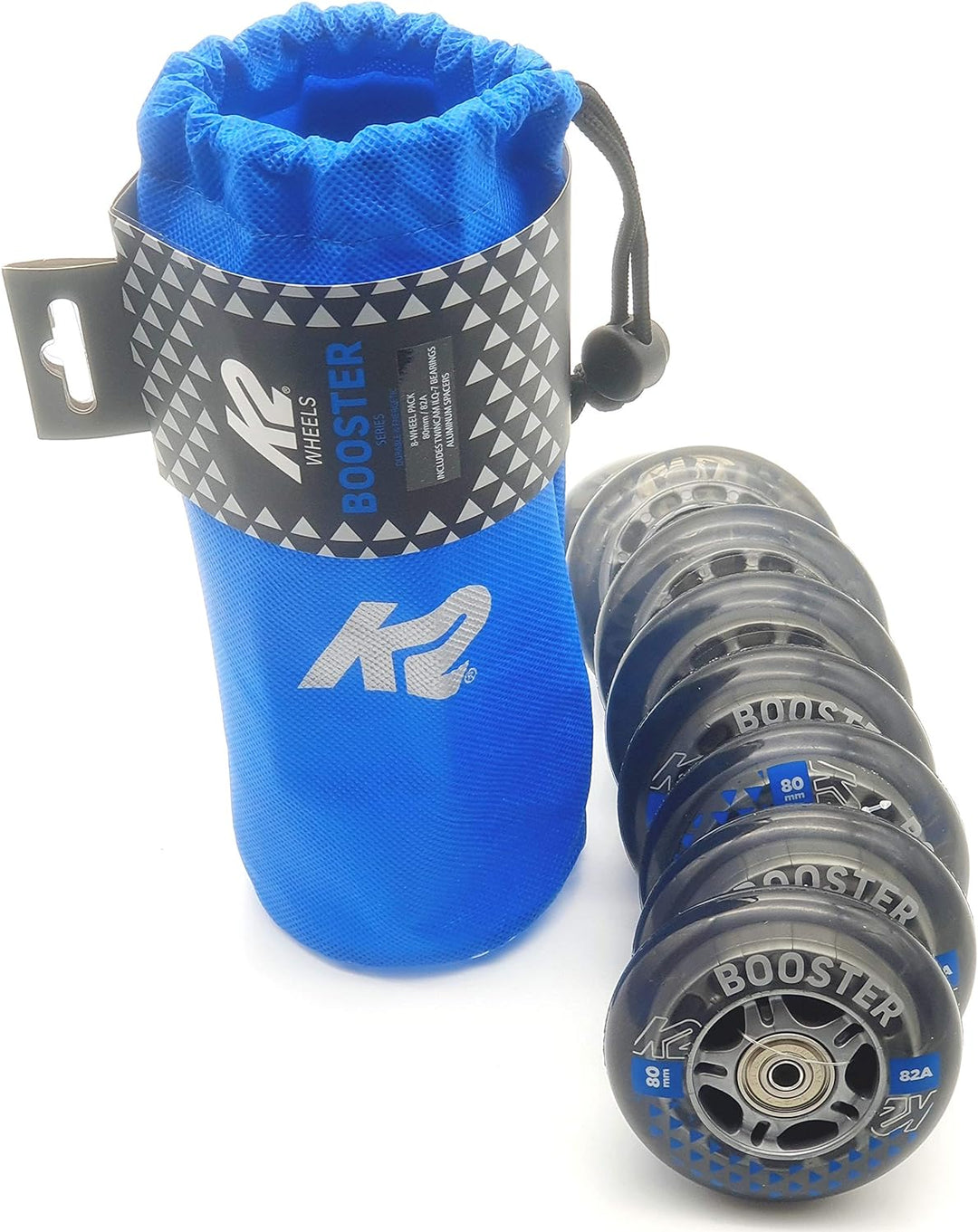K2 Booster Skate Rollen 8 STÜCK 80mm/82A + ILQ7 + ALU Spacer (SET-30F009.1.1.80mm)