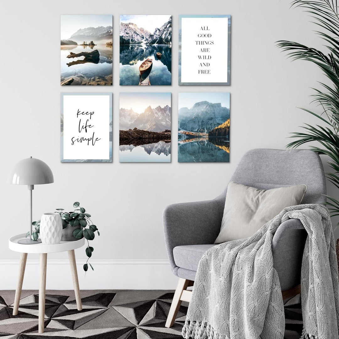Novart Wandbilder - KEIN EXTRA RAHMEN BENÖTIGT - Wohnzimmer Schlafzimmer Flur - Bilder Modern Berge