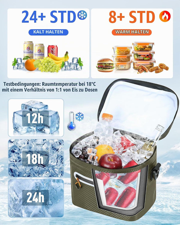 Lekesky 12/20L Verstärkter Isolierter Kühltasche – Tragbarer Kühltasche, Wasserdichter &amp; Undichtheit